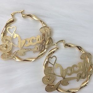 SEXY Round Hoop Earring-14K Gold Filled Nameplate